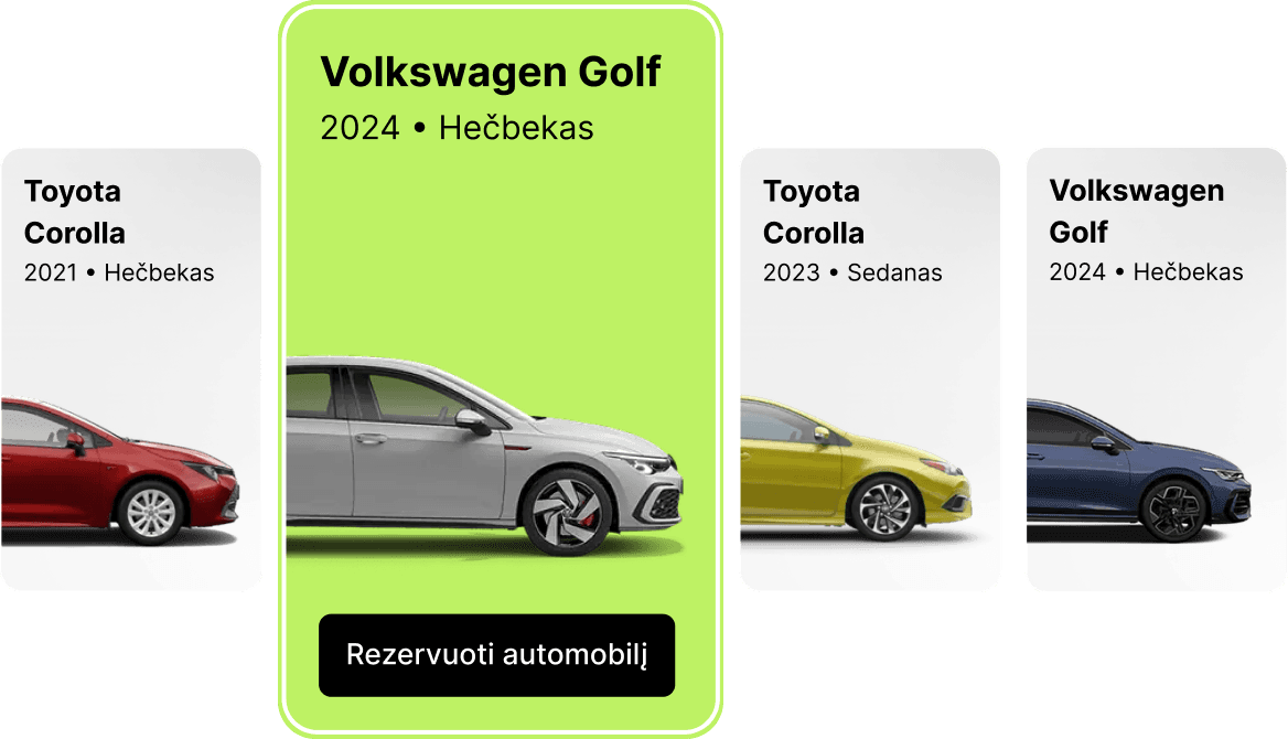 Išsirinkite automobilį ir rezervuokite